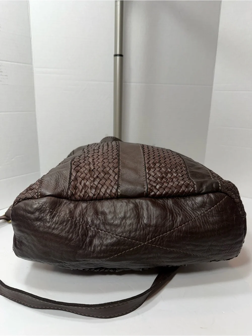 Sundance Catalog “Olya” Leather Woven Purse Bag  Crossbody Chocolate Brown - Picture 5 of 6